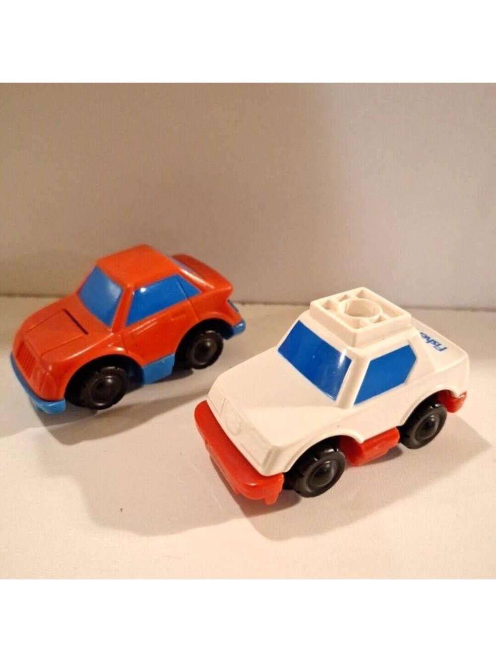 Fisher Price Flip Track Rail Ambulance & Red Blue Car 1992 3" Replacement Lot